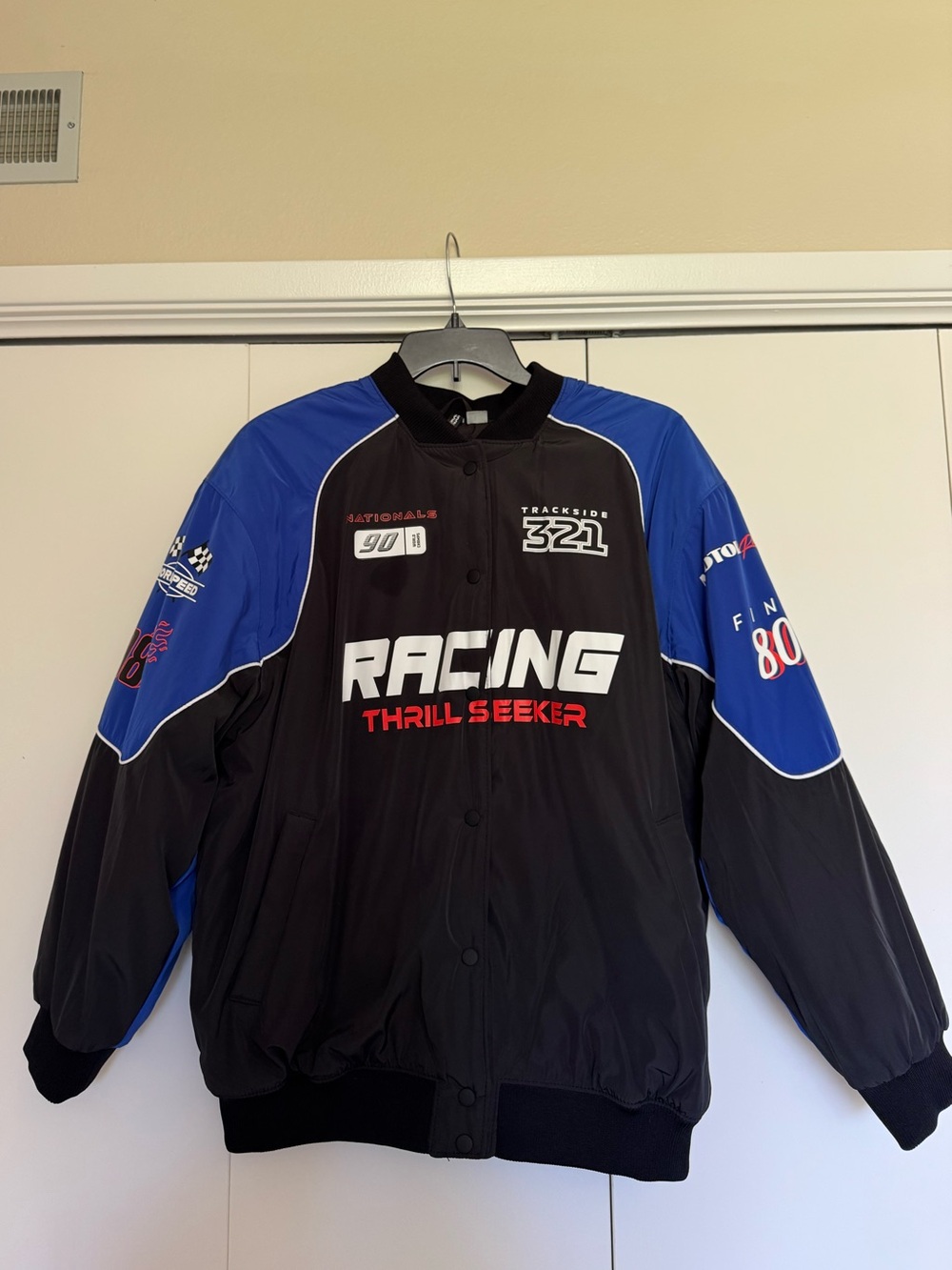 Racing Thrill Seeker Black & Blue Bomber Jacket